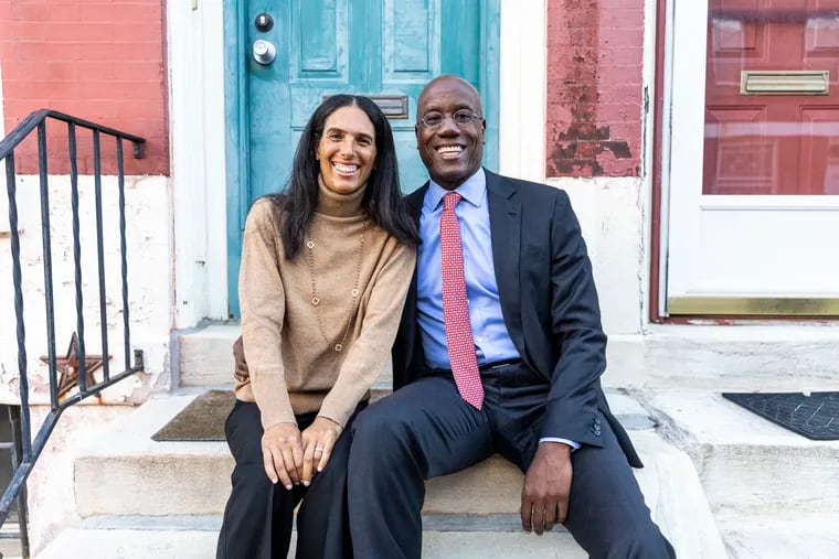 Temple President Jason Wingard, and his wife Gingi Wingard, pose for a photo at their new home in Philadelphia.