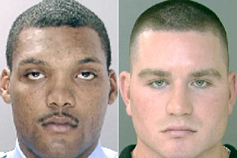 Officers Brien Greene (left), 27, and Nicholas Adelizzi (right), 24, have been arrested.