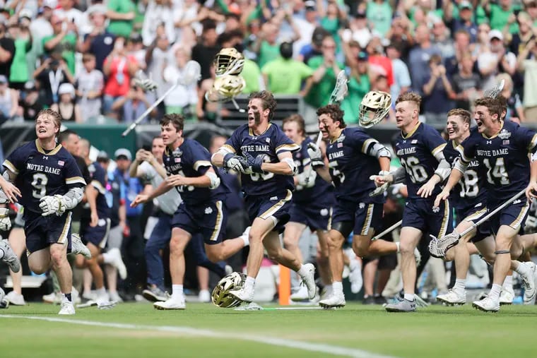 Top-seeded Notre Dame is looking for back-to-back trophies with three locals in tow ahead of this year's NCAA lacrosse championship weekend at Lincoln Financial Field.