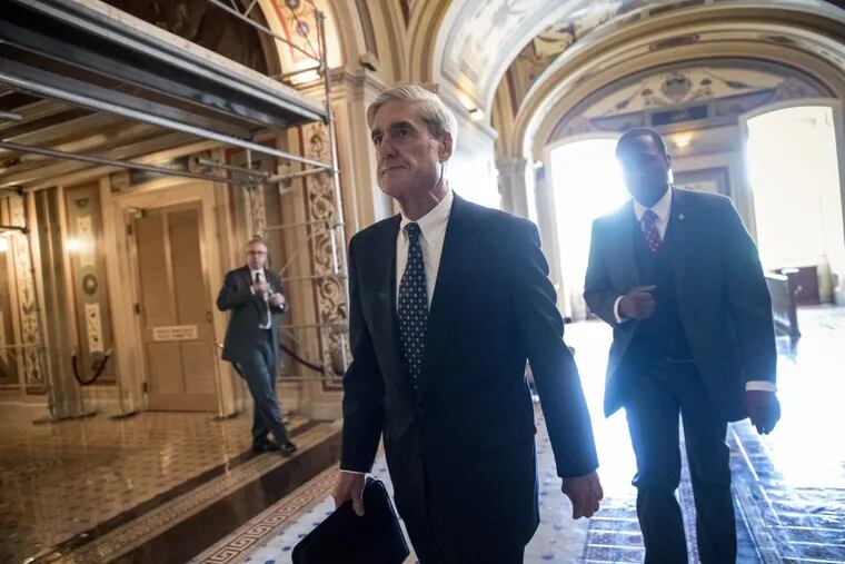 In this June 21, 2017, file photo, Special Counsel Robert Mueller departs after a closed-door meeting with members of the Senate Judiciary Committee about Russian meddling in the election at the Capitol in Washington.