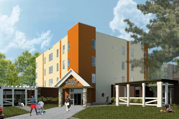 Methodist Services and Inglis have formed the Philadelphia Housing as Health Collaborative to build a 47-unit  low-income apartment building on Methodist's West Philadelphia campus, shown here in an architectural rendering. The $16 million project depends on an award of more than $11 million in low-income housing tax credits from the Pennsylvania Housing Finance Agency.