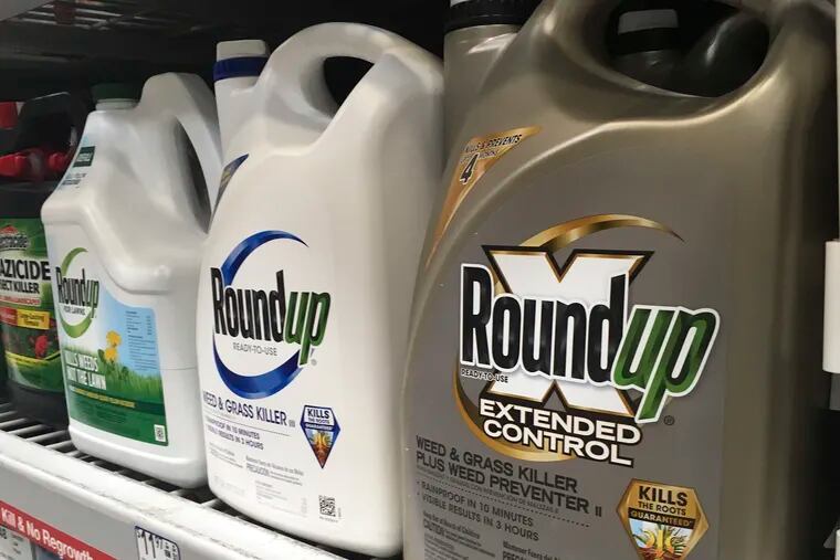 FILE - In this Feb. 24, 2019, file photo, containers of Roundup are displayed on a store shelf in San Francisco. A federal judge said at a hearing Tuesday, July 2, 2019, that he will reconsider a jury's $80 million damage award to a Sonoma cancer victim who used Monsanto's Roundup weed-killer.