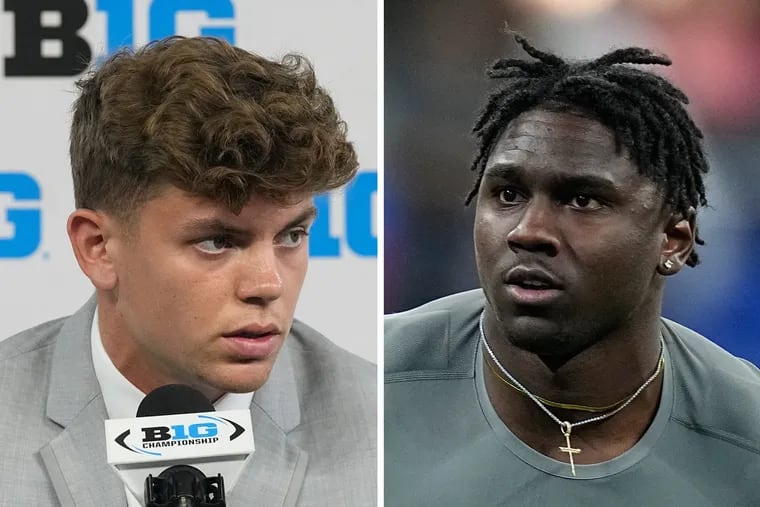 The Eagles used their second day picks to take Iowa defensive back Cooper DeJean (left) and Houston Christian edge rusher Jalyx Hunt in the 2024 NFL draft.