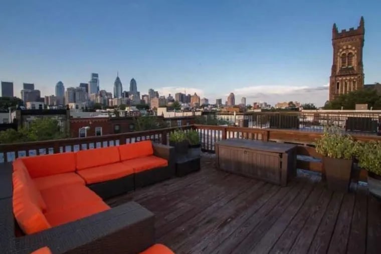The roof deck at 2114 Christian St. Unit B in Philadelphia.