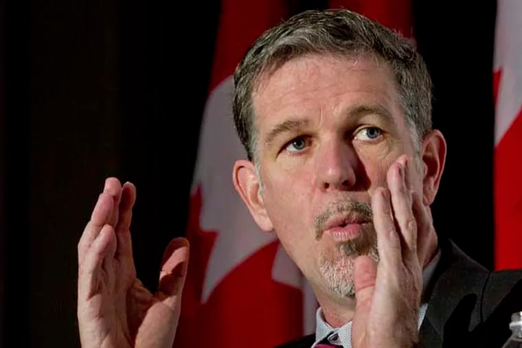 Reed Hastings, president and chief executive officer of Netflix Inc., speaks during a luncheon at the Canadian Club of Toronto in Toronto, Ontario, Canada, on Friday, Feb. 3, 2011. Netflix Inc. has no plans to get into sports content or gaming and will focus solely on movies and TV shows, said Hastings. Photographer: Norm Betts/Bloomberg *** Local Caption *** Reed Hastings