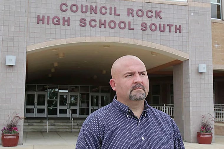 Council Rock High School South Principal Al Funk talks with reporters. Students and parents gathered at the Bucks high school on Monday to grieve the death of three students killed in a motor-vehicle accident.
