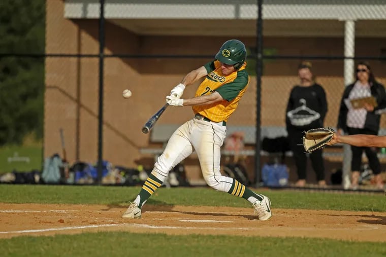 Mike Decker delivers the game-winning hit in Clearview’s 6-5 victory over Highland on Tuesday.