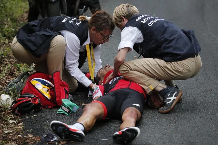 Australia’s Richie Porte crashed on a descent earlier in the Tour. There promises to be further mayhem Thursday.