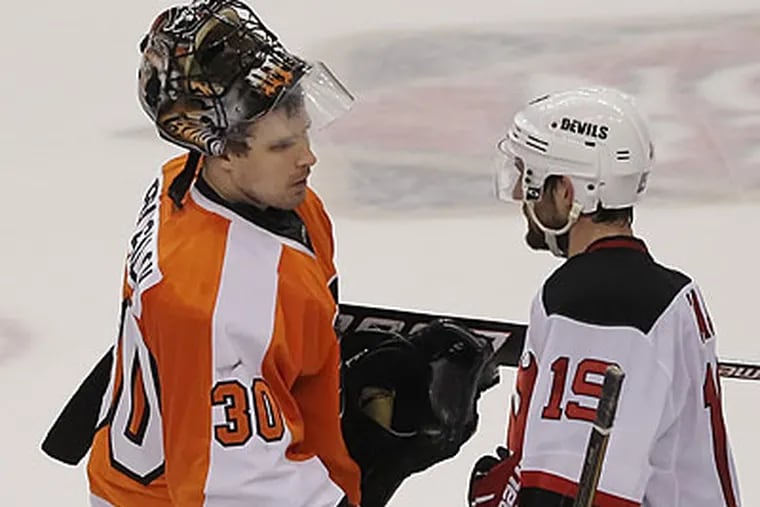 Ilya Bryzgalov was not at his best in the series against the Devils. (Michael Bryant/Staff Photographer)