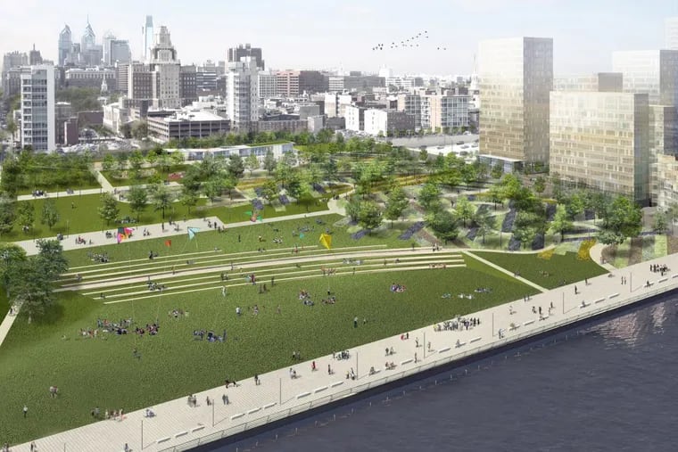 Rendering of waterfront park planned for Delaware Waterfront.