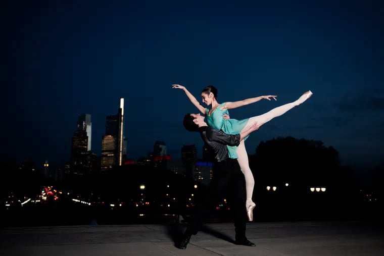 Dancers Sterling Baca and Thays Golz who are a part of the Philadelphia Ballet ensemble performing  “Dancing With Gershwin” at the Academy of Music, March 16-19