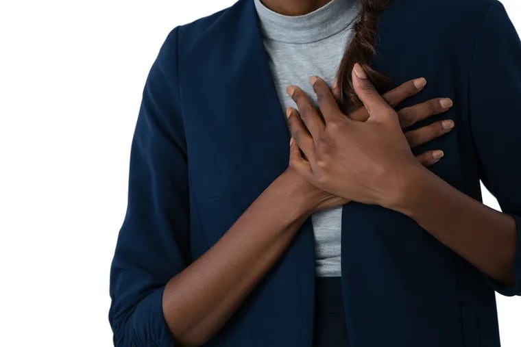 Why was this 41-year-old woman suffering with chest pains?