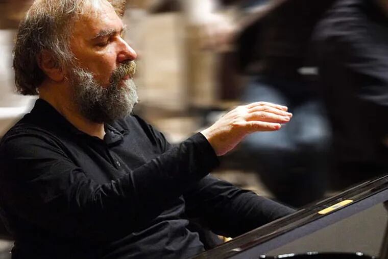 Pianist Radu Lupu rehearsing with the Finnish Radio Symphony Orchestra. He is soloing with the Philadelphia Orchestra in Bartok's &quot;Piano Concerto No. 3.&quot;