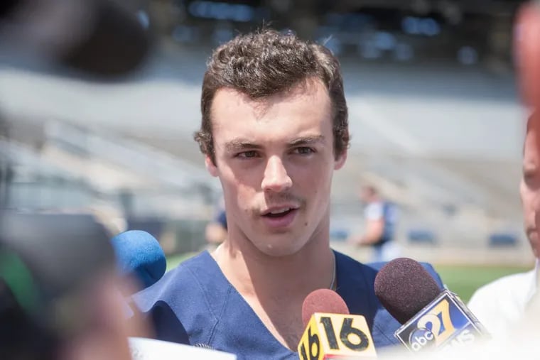 Quaterback Trace McSorley speaks during Media Day earllier this month.