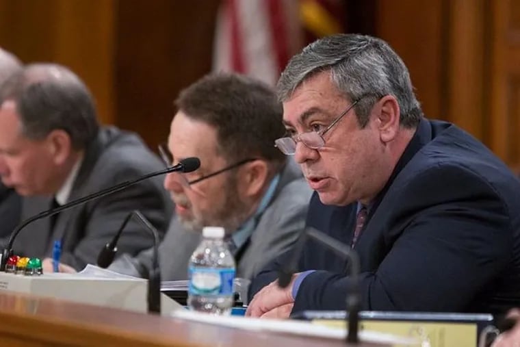 State Sen. Pat Browne (R., Allentown) asks a question during a Feb. 22 Senate Appropriations Committee budget hearing.