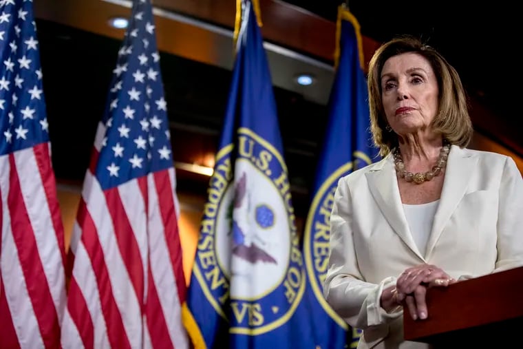House Speaker Nancy Pelosi of Calif. listens to a question as she meets with reporters on Capitol Hill in Washington, Thursday, July 11, 2019. (AP Photo/Andrew Harnik)