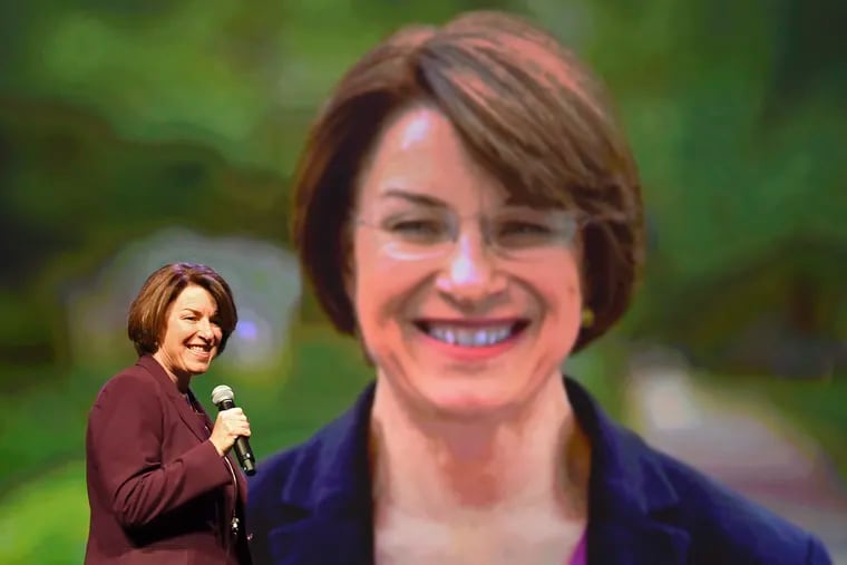 Democratic presidential candidate U.S. Sen. Amy Klobuchar speaks at the first-ever "Workers' Presidential Summit" at the Convention Center in Philadelphia Tuesday, Sept. 17, 2019. The Philadelphia Council of the AFL-CIO hosted the event.