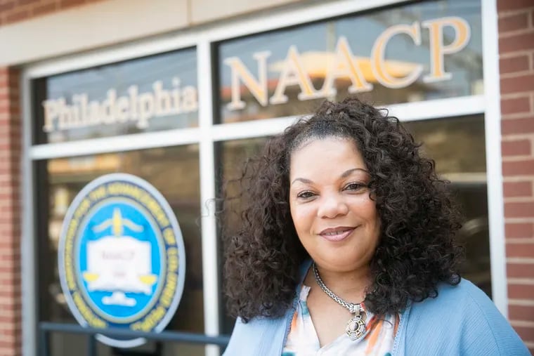 Catherine Hicks, who is running unopposed for president of the NAACP Philadelphia chapter, outside of the NAACP Philadelphia Branch office in Germantown Saturday during the election of officers. Hicks is the publisher of the Philadelphia Sunday Sun.
