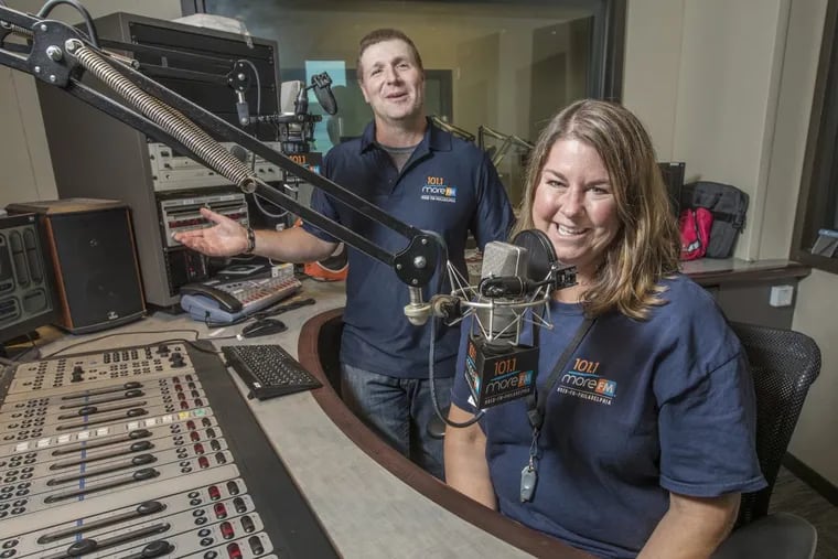 The morning team at 101.1, Bill Tafrow (left) and Jenn Ryan work at the highest-rated FM station in the Philadelphia area.