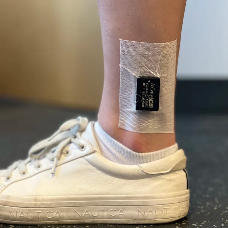 Penn Medicine researchers will wear these gyroscope sensors as they run the Broad Street Run Sunday in an effort to learn more about how the Achilles tendon works.