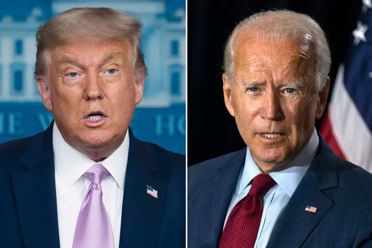 President Donald Trump, left, and former Vice President Joe Biden, right.
