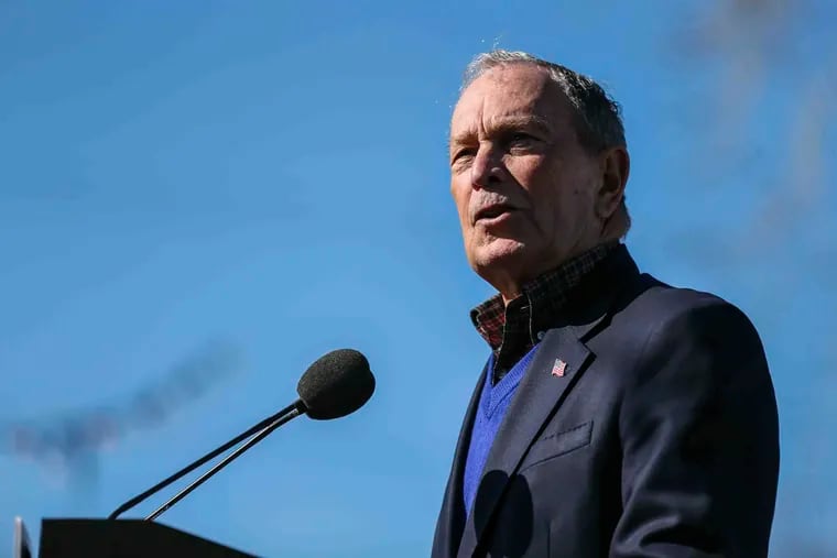 Democratic presidential candidate Michael Bloomberg speaks during a campaign stop in Austin, Texas.