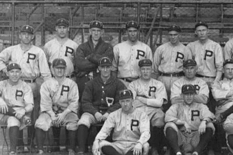 Stan Baumgartner (second from left in top row) was a member of the pennant-winning Phillies in 1915.