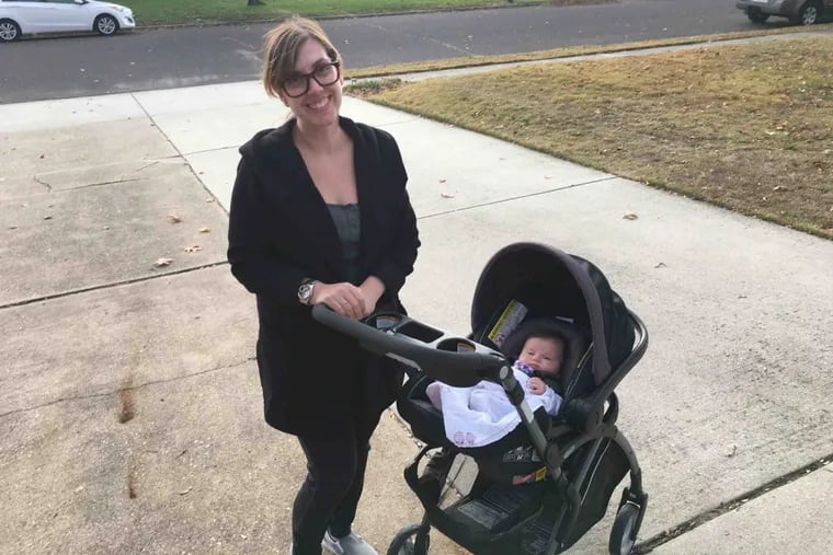 Angela Showell, pictured here with her daughter, believes that unfolded strollers should not be allowed on SEPTA buses.