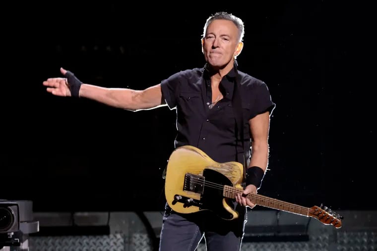 Bruce Springsteen with tears in his eyes when he first appears on stage with the E Street Band during their 2023 tour stop at the Wells Fargo Center. He will headline the Sea.Hear.Now festival on the beach in Asbury Park on Sept. 15.