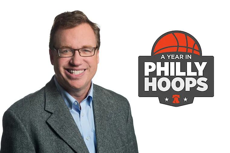 Staff writer Mike Jensen, and the logo for his “A Year in Philly Hoops” series.