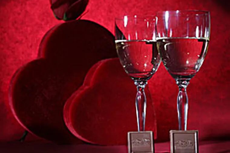 Soulmates: Wine and chocolate can be exquisite complements with the right balance of bitter, sweet and dry. (ERIC MENCHER / Inquirer)