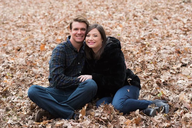 Amy Discount and Ryan Unger at their photo engagement session in Montgomery County.