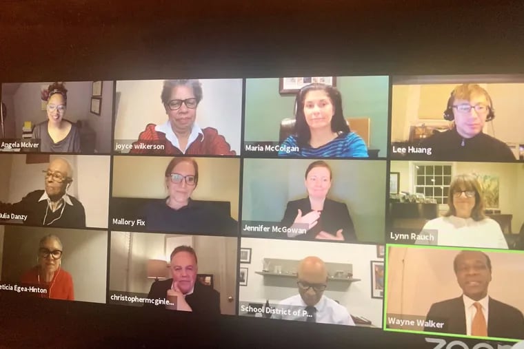 Philadelphia School District officials this week directed schools to allow transgender students to use their preferred name and pronouns on Google Classroom, its online learning portal. The shift was pushed by board member Mallory Fix Lopez, shown in the second row, second photo, responding to staff and student concerns.