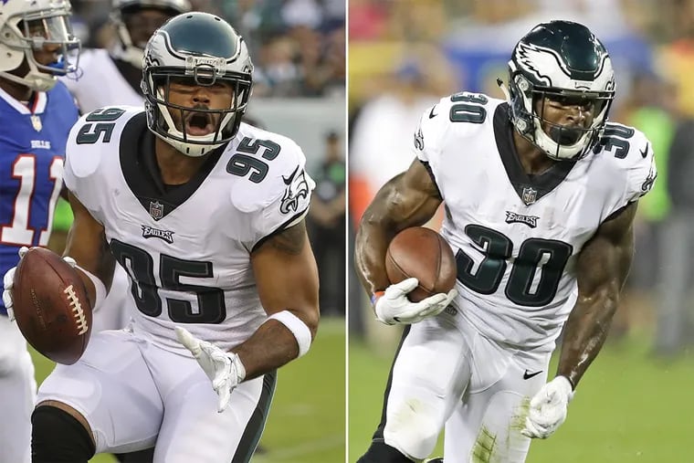 Mychal Kendricks (left) and Corey Clement played well for the Eagles on Thursday night.