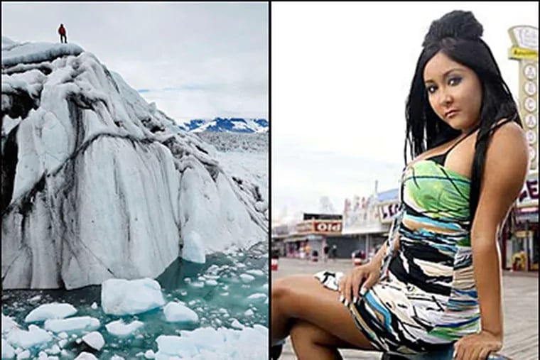 On top of an iceberg in Alaska; Snooki of 'The Jersey Shore'