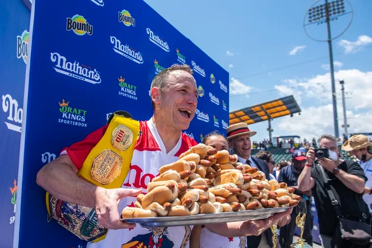 Joey Chestnut has eaten 19,200 hot dogs. University of Michigan study says  he has lost 1.3 years of his life.