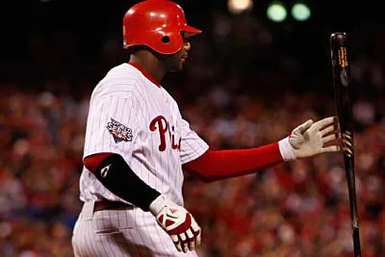 Ryan Howard tied Willie Nelson for the most strikeouts in a World Series in Game 5.  (Ron Cortes/Staff Photographer)