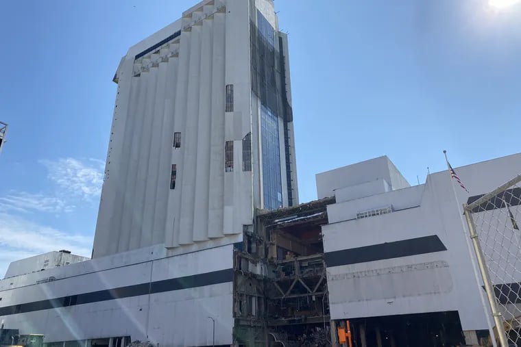 The process of demolishing the old Trump Plaza in Atlantic City has begun. The building is slated to be imploded in 2021.
