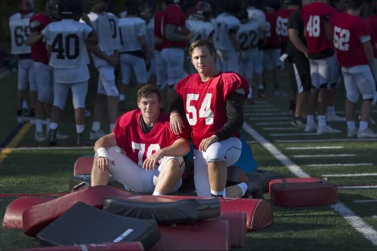 Haddonfield’s Will Murray (right), with teammate Mark Troiani at an October practice.