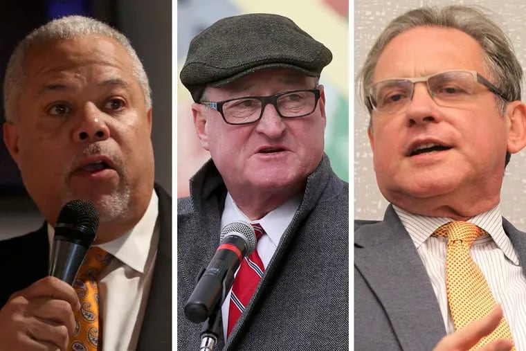 Philadelphia's 2019 mayoral candidates (from left): Sen. Anthony Williams, Mayor Jim Kenney, and former Controller Alan Butkovitz
