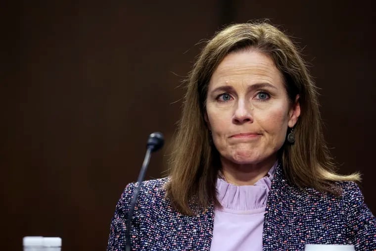 Supreme Court nominee Amy Coney Barrett during her confirmation hearings before the Senate Judiciary Committee this week.