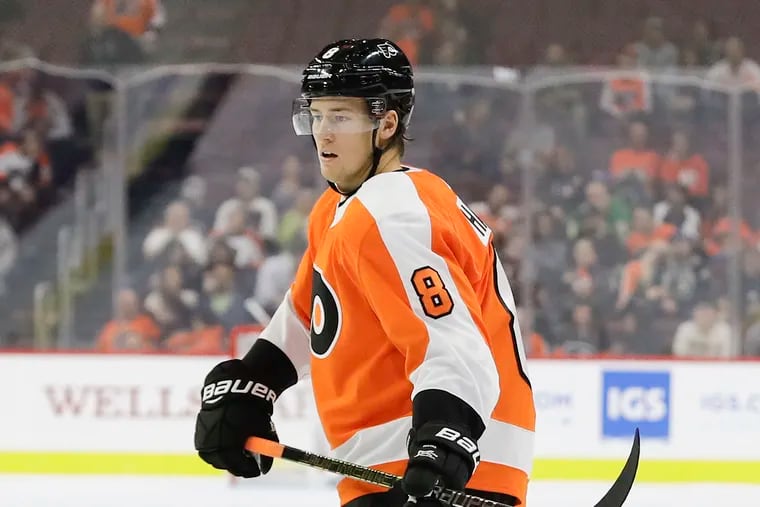 Robert Hagg, one of the league's most physical players last season, is battling for a spot in the Flyers' crowded defensive rotation.