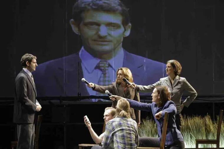 Tectonic Theater Project's Greg Pierotti (far left) in &quot;The Laramie Project: Ten Years Later.&quot; A documentary on stage, it looks at what townspeople now say about what happened there.