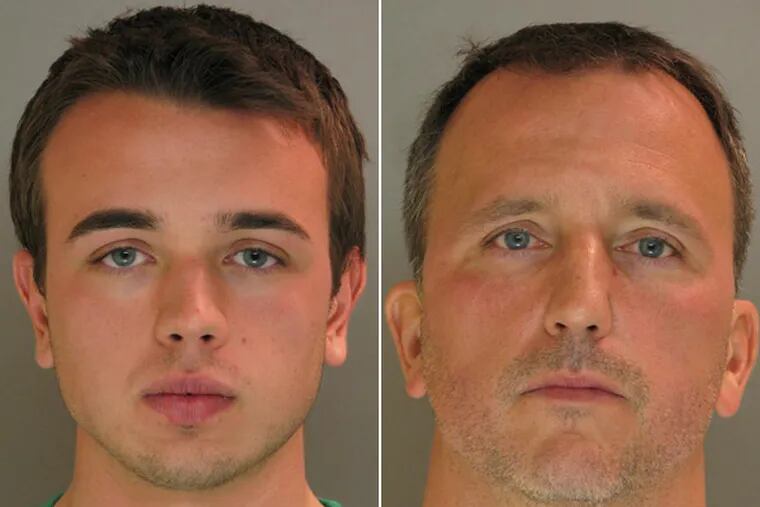 Elliott Bonnett (left), 18, and his father Raymond Bonnett, 46, were arrested and charged with hosting a party for underage drinkers.
