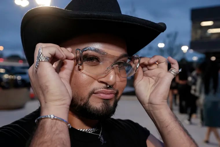 Jonathan Lopez of Voorhees arrives at the Bad Bunny, Most Wanted Tour concert at the Wells Fargo Center in Philadelphia on Friday, April 19, 2024.
