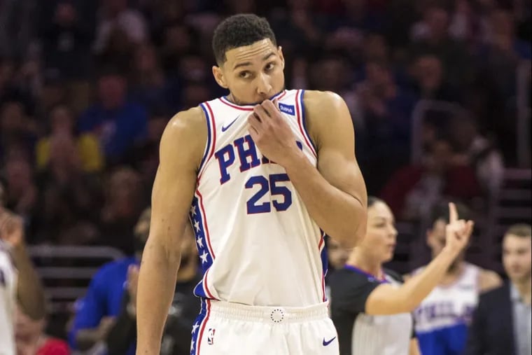 Sixers guard Ben Simmons is 0 for 9 on three-pointers this season.