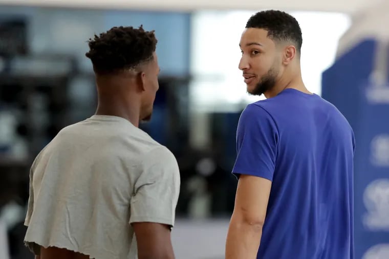 Ben Simmons (right) and Jimmy Butler will be integral to the Sixers if they hope to beat the Nets.