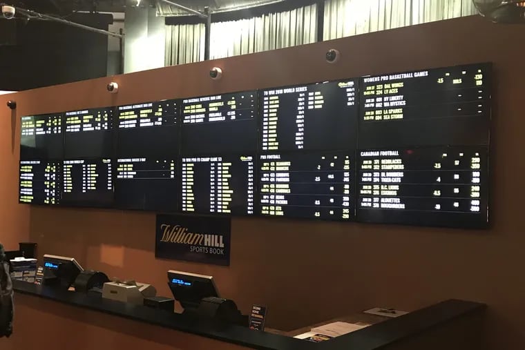 Odds board at the Ocean Resort sportsbook, which opened Thursday.
