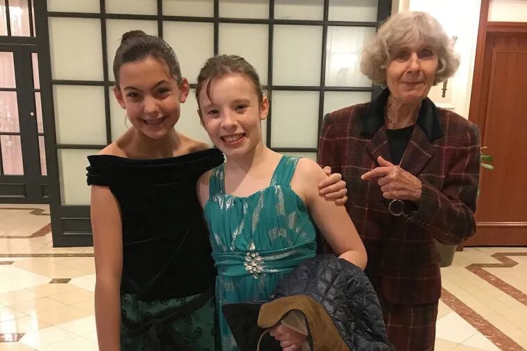 All dressed up with somewhere to go, (from left) Samantha Woolworth, Audrey Melnick, and her grandmother Barbara Edelstein take in the Pennsylvania Ballet’s production of “The Nutcracker.”