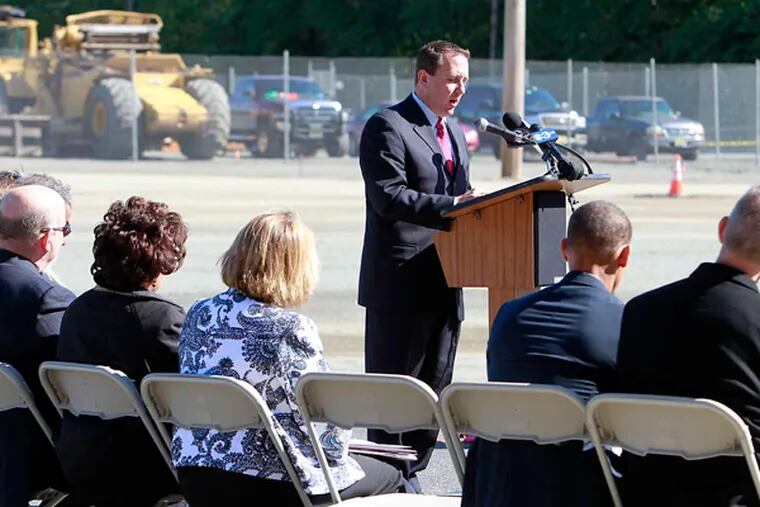 Anthony J. Perno III, CEO of Cooper's Ferry Partnership, speaks at the groundbreaking ceremony. New baseball and soccer fields, basketball courts, a playground, concession stand, and bathrooms are expected to be completed by the spring. AKIRA SUWA / Staff Photographer